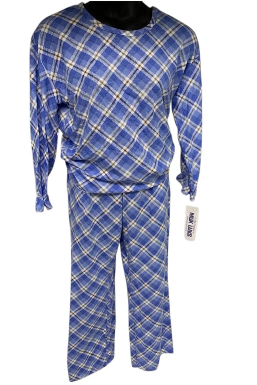 MUK LUKS Women's 2-Piece Brushed Interlock Cuff Pjs Moody Plaid - Regular